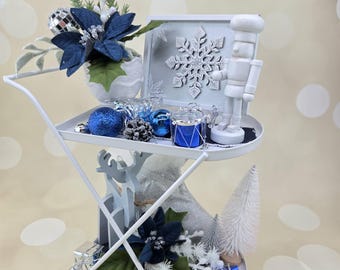 Mini Christmas 1:3 Scale Tea Cart Holiday Winter Decorations for 14-18 inch BJD doll Home Decor Holiday diorama