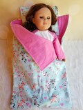 1:3 Scale PRICE REDUCED Sleeping Bag with Pillow for 18 Inch Doll, BJD Doll (Ready to Ship)