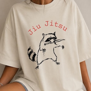 Vintage Jiu Jitsu Raccoon Shirt, Funny BJJ T-Shirt, Brazilian Fighter Gift, Trash Panda Martial Arts Tee, Sarcastic Shirt , Meme Graphic