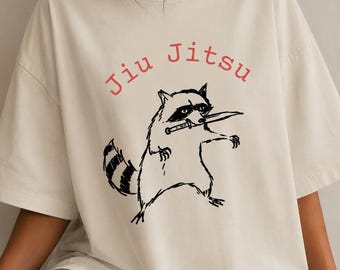 Vintage Jiu Jitsu Waschbär Shirt, lustiges BJJ T-Shirt, brasilianischer Kämpfer Geschenk, Trash Panda Kampfkunst T-Shirt, sarkastisches Shirt, Meme Grafik