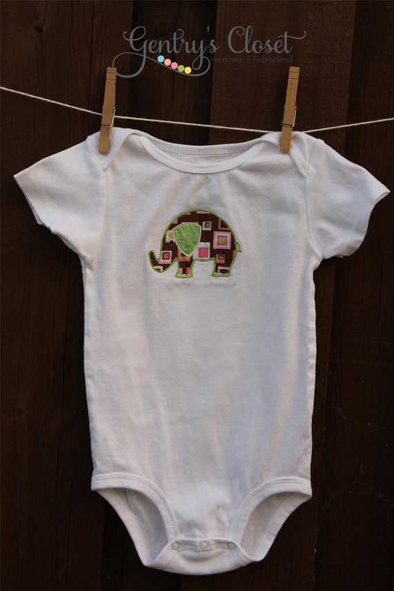 Items similar to Baby Girl Clothes. Personalized Elephant Pink & Brown ...