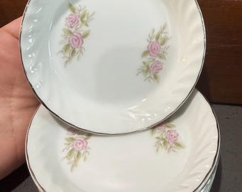 Vintage Dansico Teahouse Rose Fine China Butter Pats Coaster Saucer set of 6
