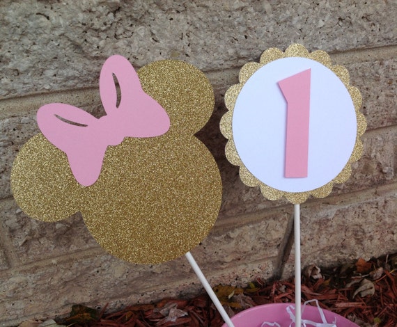 Minnie Mouse Inspired Centerpiece Decoration Sticks (Set of 2) Light Pink and Gold Il_570xn