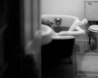 Bathroom Wall Decor - Summer Bath - Black and White Fine Art Nude Photography - Fine Art Print
