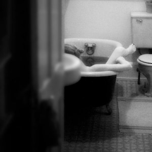 Bathroom Wall Decor Summer Bath Black and White Fine Art Nude Photography Fine Art Print image 1