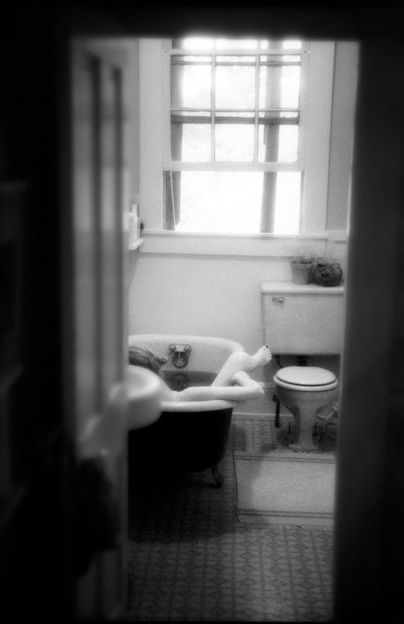 Bathroom Wall Decor Summer Bath Black and White Fine Art Nude Photography Fine Art Print image 1