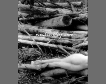 Stacys Back at Deadfall - Black and White Fine Art Nude Photography - Fine Art Print