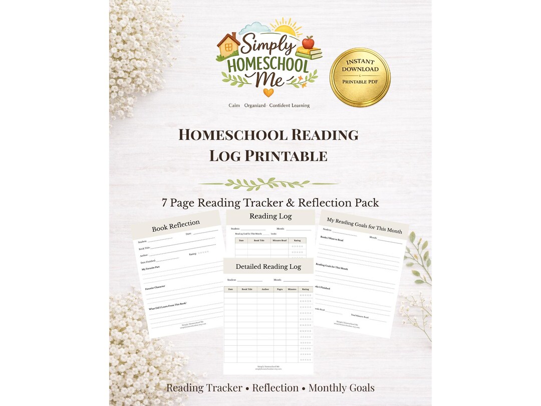Reading Log Printable for Kids | Homeschool Reading Tracker | Book