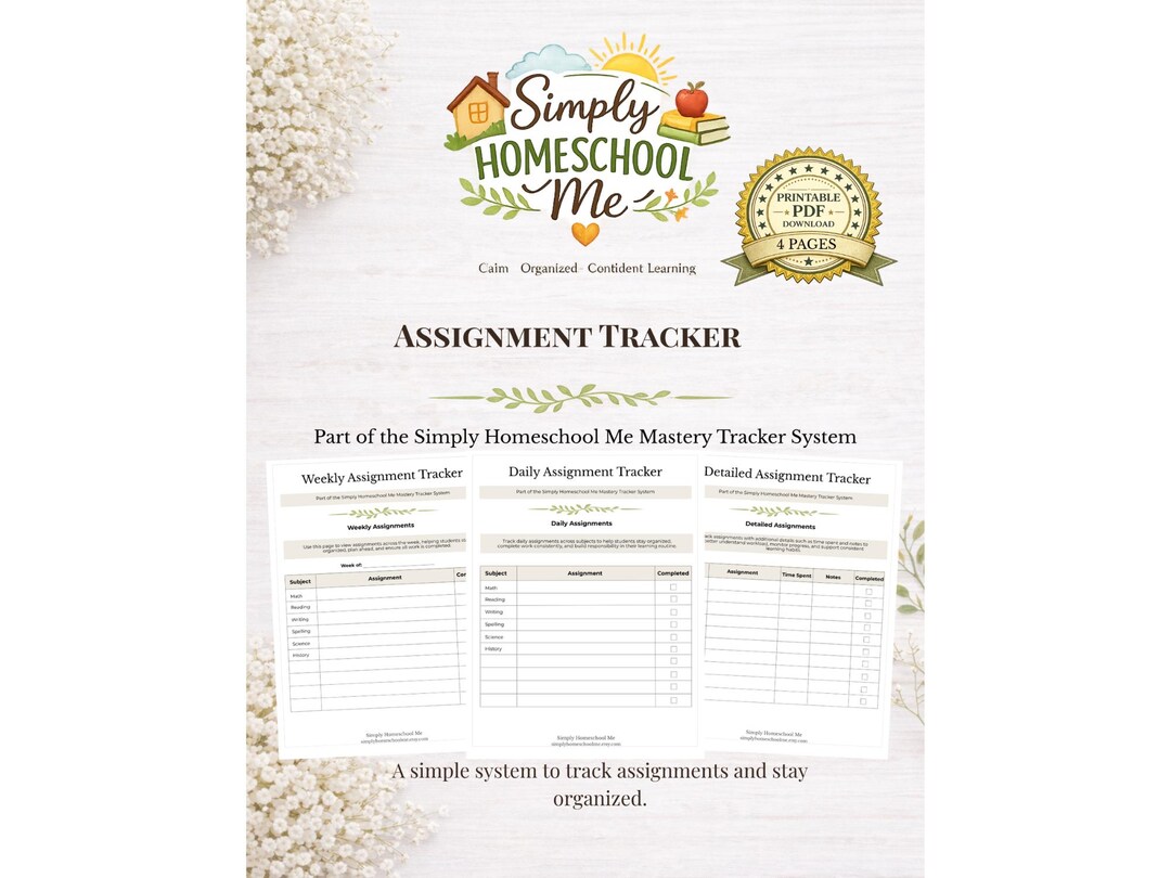 Assignment Tracker Printable | Homeschool Assignment Log | Student ...