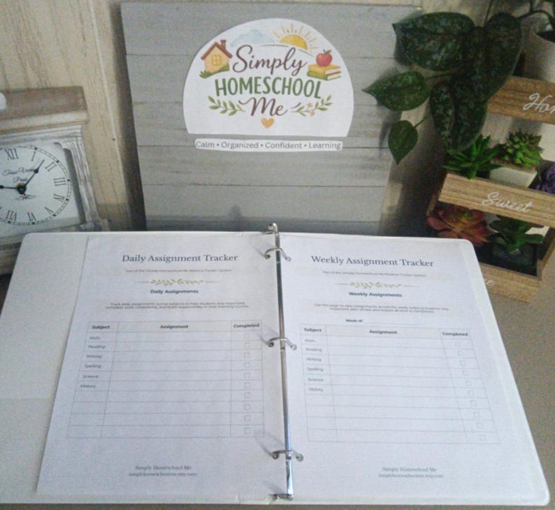 Assignment Log Book Assignment Tracker Printable | Homeschool Assignment Log | Student ...