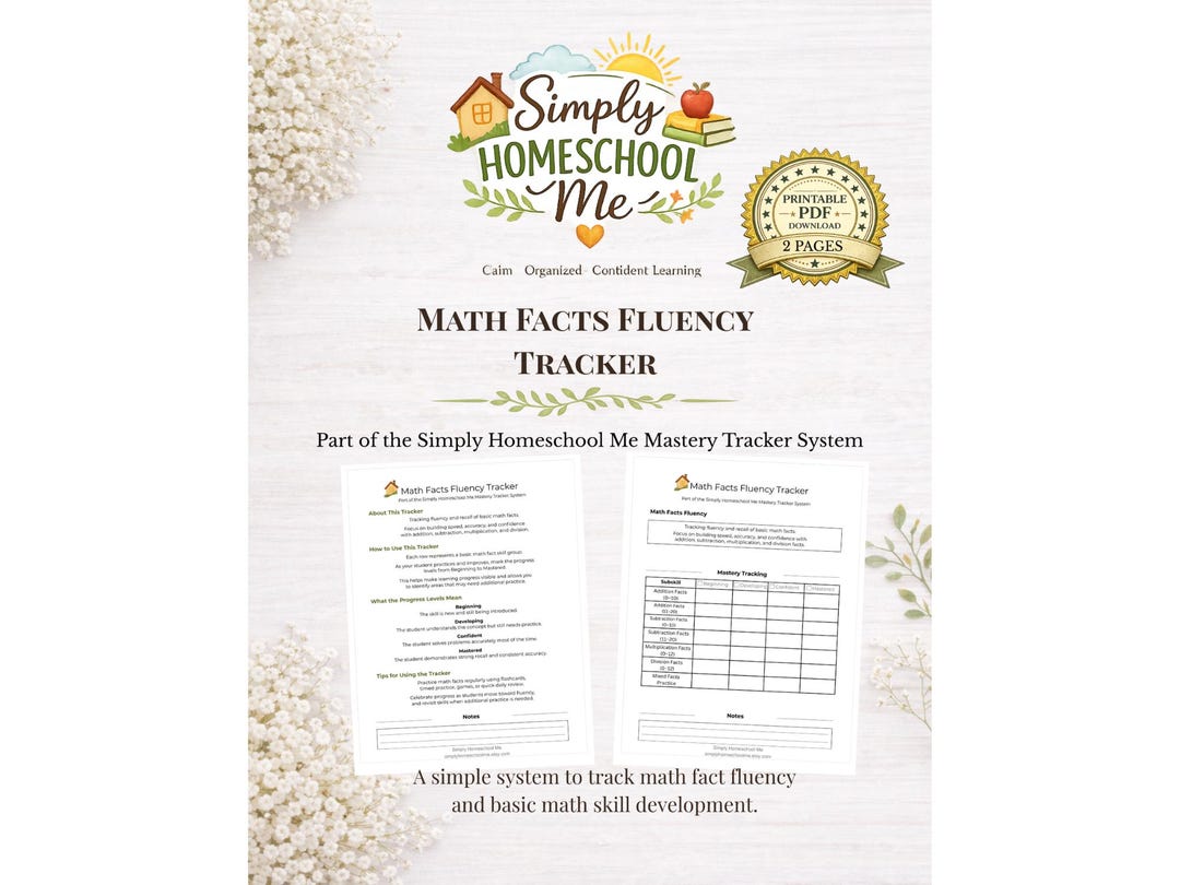 Math Facts Fluency Tracker | Homeschool Math Progress Tracker ...