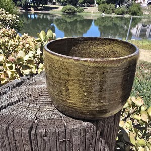 Hand Thrown Black Clay Planter with a Yellow/Red Glaze – Ceramic Pot for Succulents