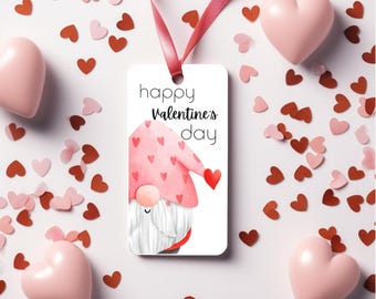 Valentine’s Day Gnome Gift Tag | Digital Download | Happy Valentine's Printable | Instant Download