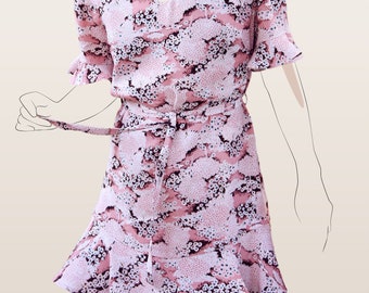 Sundress PDF Sewing Pattern: Frill Sleeve V-Neck Dress (Sizes 6-18)