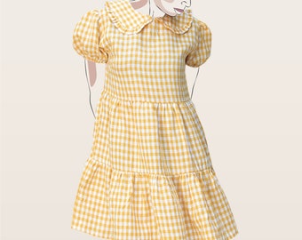 Smock Dress Sewing Pattern with collar  – Ladies Puff Sleeve (PDF Pattern)