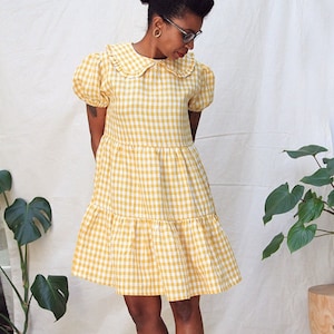 Tiered Smock Dress with Collar Ladies PDF Sewing Pattern Willow Smock Dress image 5