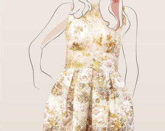 Vintage Style Day Dress Sewing Pattern: Daphne Design (PDF Pattern)