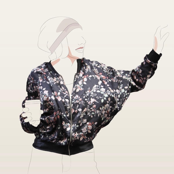 Bomber Jacket -Dolman Sleeve Bomber Jacket PDF Couture Pattern- Motif couture femmes - motif de couture PDF. Modèle facile de couture