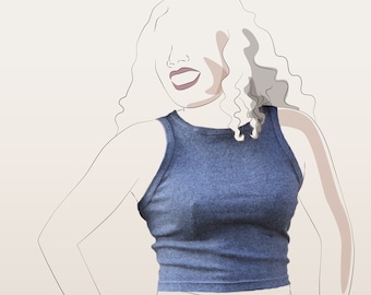 Racerback Tank Top Sewing Pattern: Women's Rib Knit (PDF Pattern)