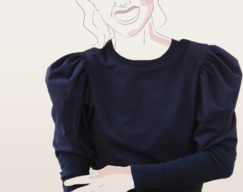 SoHo Sweater PDF Sewing Pattern: Leg of Mutton Sleeve (Womens)