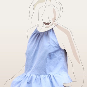 Summer Fling Top -Halter Neck Top with Ruffle PLUS Bonus Free Dress Extension PDF Sewing Pattern!  - Womens PDF Sewing Patterns