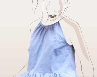 Ruffle Halter Top Sewing Pattern: Summer Fling Dress Extension (PDF)