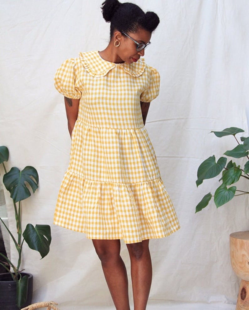 Tiered Smock Dress with Collar Ladies PDF Sewing Pattern Willow Smock Dress image 5