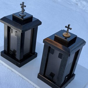 Eternal Light Granite Memorial Lantern | Tombstone Stick | Grave Candle Holder | Cemetery Remembrance Headstone Decor