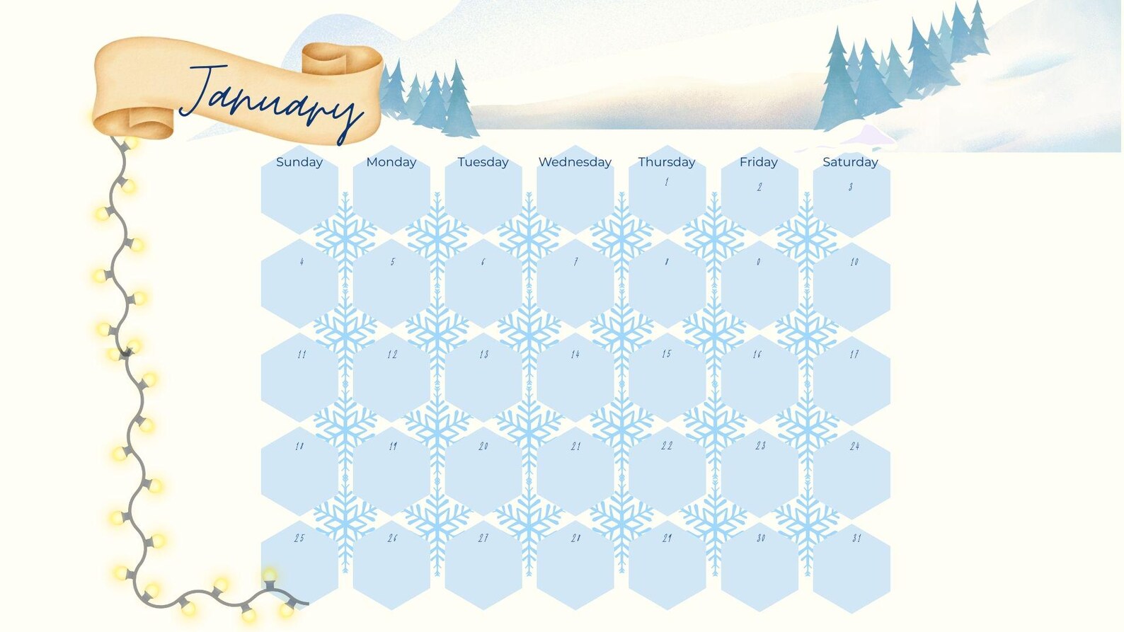 Custom Winter Calendar Template - Etsy