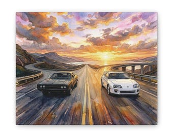 Bis Wieder Leinwand Kunst, Paul und Dom Abschied Aquarell Gemälde, Fast & Furious Film Inspiriert Poster, Eternal Brotherhood Decor