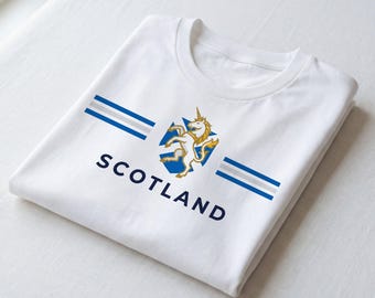 Schottland Einhorn Wappen T-Shirt | Schottische Flagge Stripes | Schottland Pride Shirt | Schottland-Heritage-T-Stück |