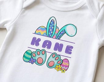 Personalisierte Ostern Baby Body, Name Baby Strampelanzug, süßes Häschen Baby Outfit, Ostern Babygeschenk, Frühling Babykleidung