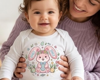 Personalisierte Osterhase Baby Body-Custom Name Baby Girl Ostern Outfit-Süße Hase Bodysuit-Ostern Baby Geschenk-Frühling Baby Girl Kleidung