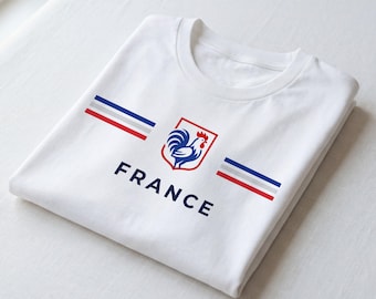 Frankreich Hahn Grafik T-Shirt | Französische Tricolor Streifen | Frankreich Pride Shirt | French Tea Tee