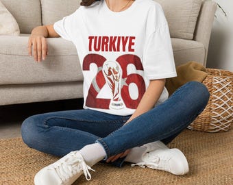 Türkiye 2026 Fußball WM T-Shirt | Vintage Türkei Fussball T-Shirt | Beunruhigt Türkiye Fußball-Fan Geschenk | Retro Sport Tshirt Männer Frauen