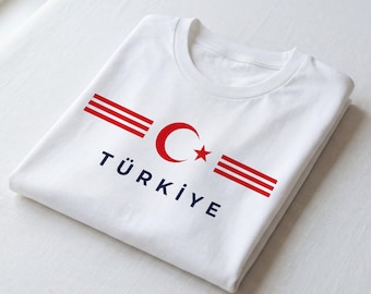 Türkiye Halbmond und Stern T-Shirt | Türkische Flagge inspiriert T-Shirt | Turkiye Pride Shirt | Türkiye Kulturerbe-Flagge