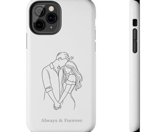 Romantisches Paar Line Art Handyhülle | Blumen Jahrestag Geschenk