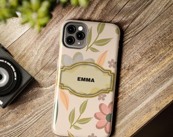 Personalisierte Blumen Handyhülle | Aquarell botanisches Namensdesign
