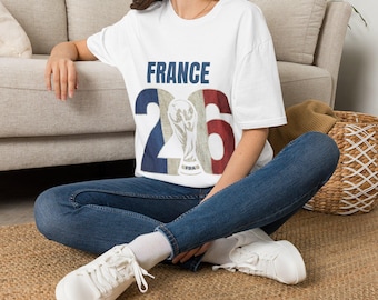 Frankreich 26 Fußball Jersey T-Shirt, Französische Flagge WM Design, Vintage Frankreich Fußball T-Shirt, Frankreich Fußballfan Geschenk, Geschenk für Fußballliebhaber