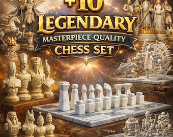 10+ Legendary Chess Set STL Bundle | Fantasy, Egyptian, Undead, Minimalist 3D Print Files