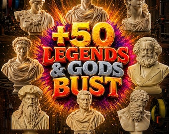 伝説の神々の胸像STLファイル50点以上セット｜ギリシャ・ローマ神話の彫刻（デジタルダウンロード）