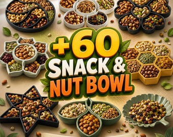 60+ Snack Nut Bowl STL Bundle | Geometric Serving Tray 3D Printer Files (Digital Download)