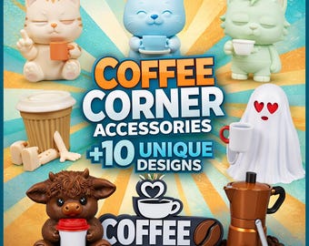 Lot d'accessoires Coffee Corner | Plus de 10 modèles d'impression 3D uniques (téléchargement numérique)