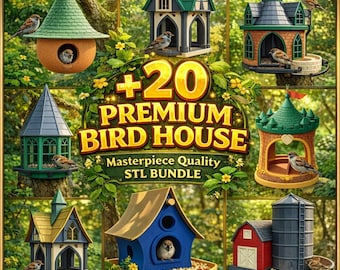 20 Bird House STL Files | Castle, Barn, Garden Decor (Digital Download)
