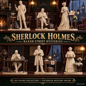 Sherlock Holmes viktorianska mysteriefigurer, 3D-utskrivbart STL-paket (digital nedladdning)