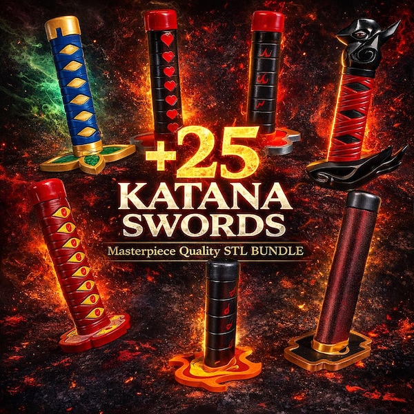 Plus 25 Katanasvärd STL-paket | Anime Cosplay Prop 3D-utskriftsfiler (digital nedladdning)