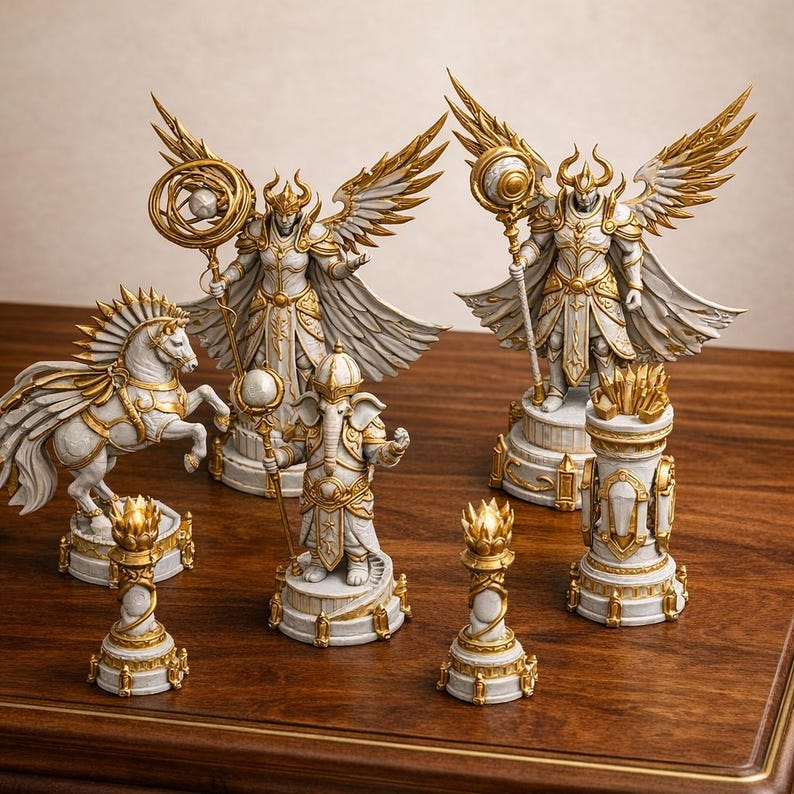 Fantasy Schach Set, 3D Gedruckte Mythologische Stücke, Luxus Strategiespiel, Ausstellungsstand Bild 1