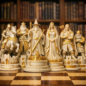 Juego de ajedrez de fantasía: Reino medieval, magos y elfos
