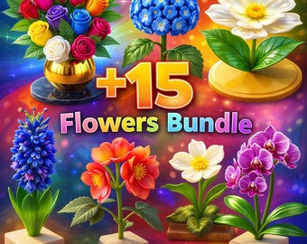 15+ Flower STL Bundle | Rose, Orchid, Hydrangea 3D Print Files (Digital Download)