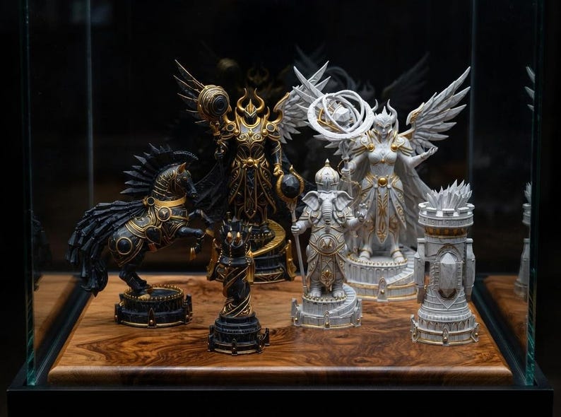 Fantasy Schach Set, 3D Gedruckte Mythologische Stücke, Luxus Strategiespiel, Ausstellungsstand Bild 2